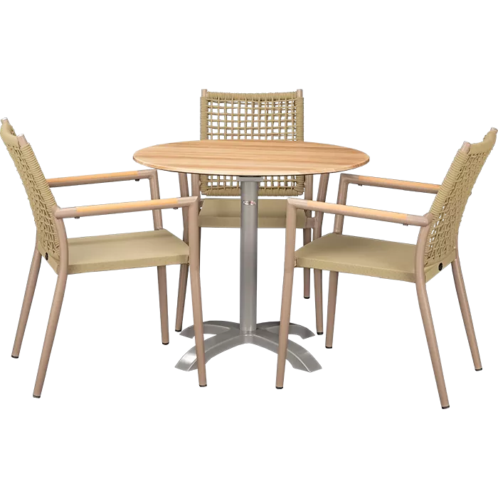 Outdoor Set Helios Greige & Acacia ø80cm
