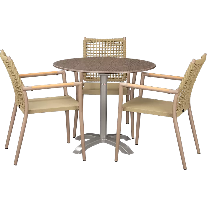 Outdoor Set Helios Greige & Loft Oak ø80cm