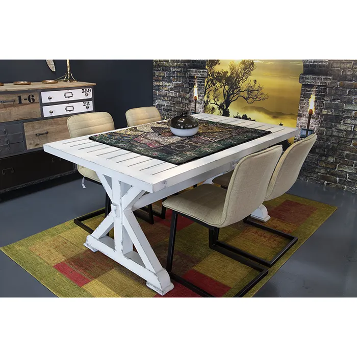 Sonderposten Metall Vintage Tisch in Holz Optik